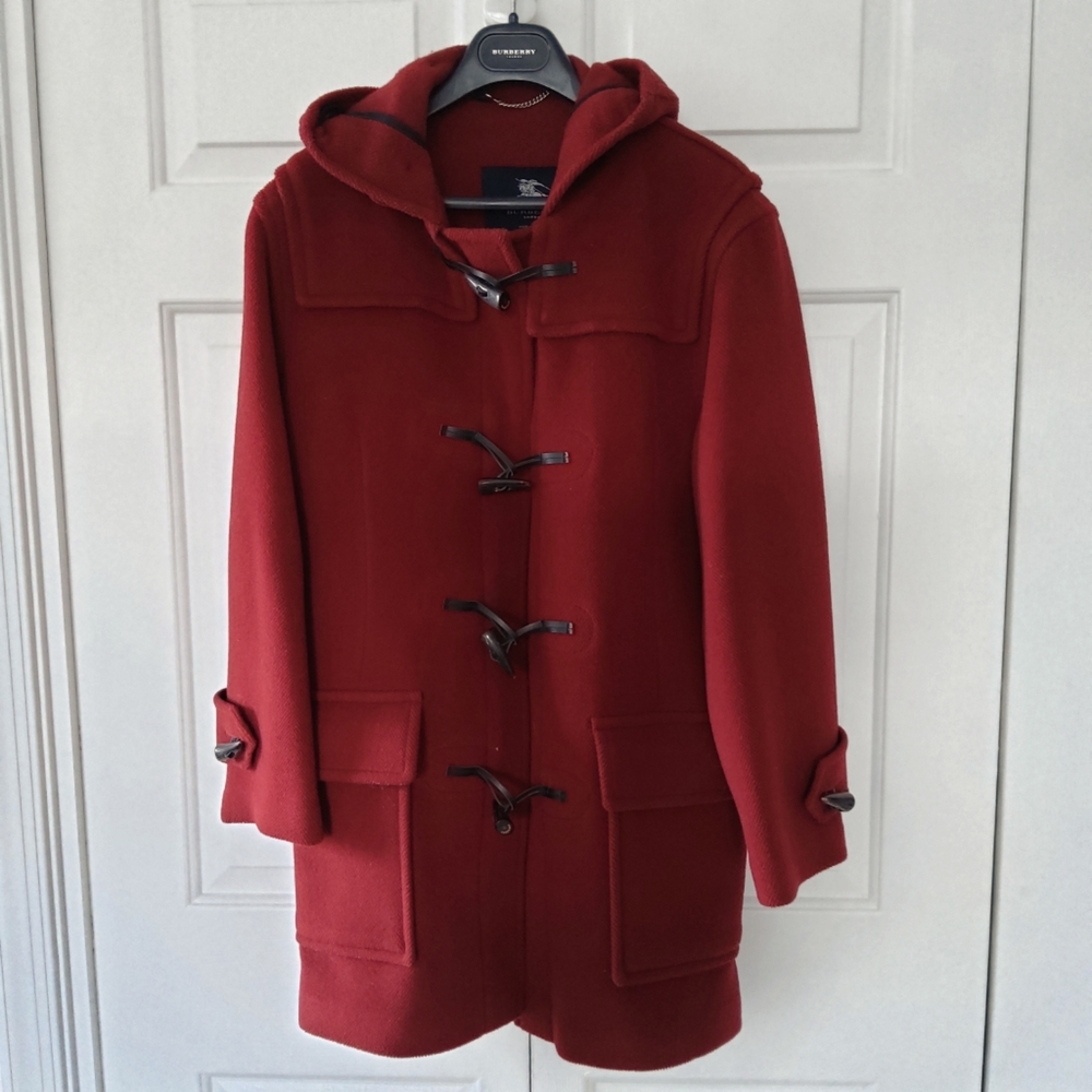 Burberry Classic Duffle Toggle Coat Maroonish Red Burberry Red Unisex
